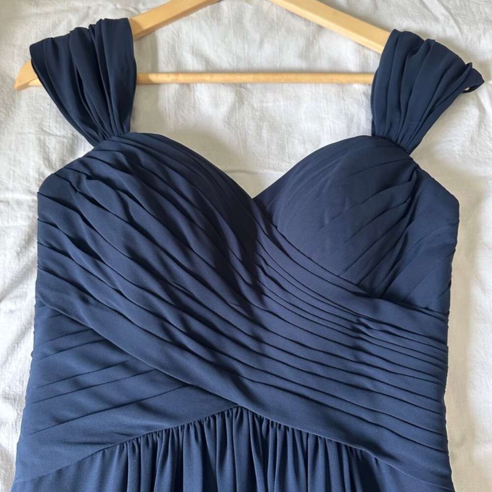 8 Navy Blue Bill Levkoff Bridesmaid Gown Maxi Dress
